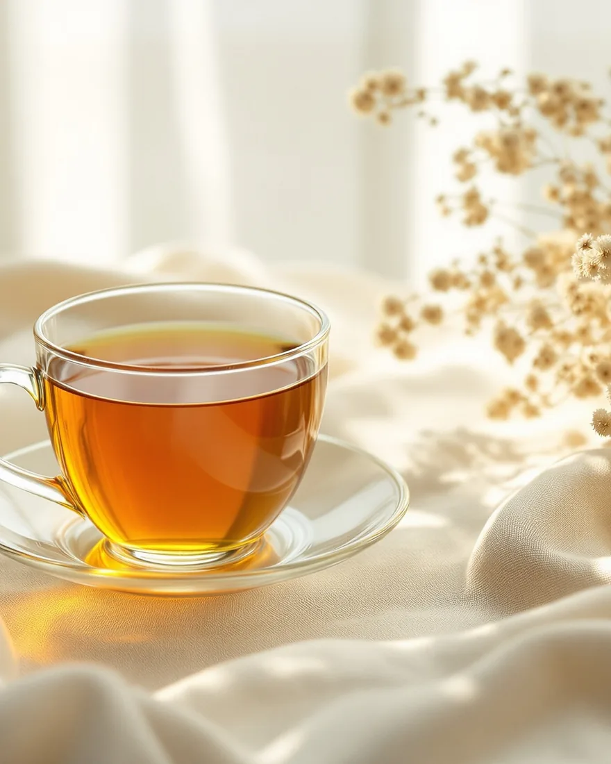 A calm moment of stillness — herbal tea in soft morning light